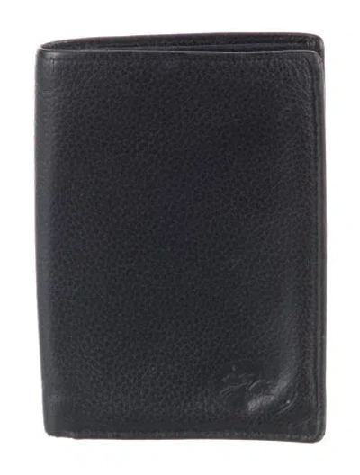 Pre-owned Longchamp Leather Card Holder In Black