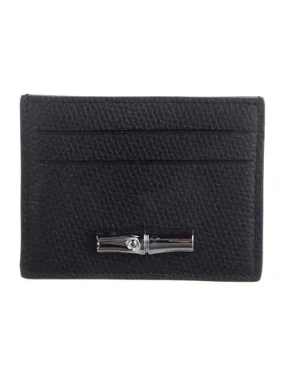 Pre-owned Longchamp Leather Card Holder In Black