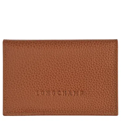Longchamp Leather Card Holder In Brown