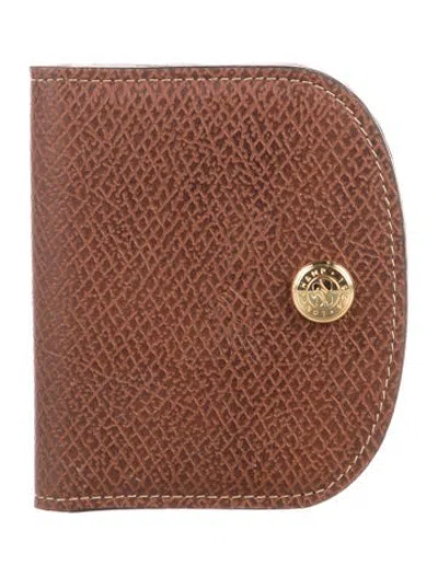 Pre-owned Longchamp Leather Card Holder In Brown