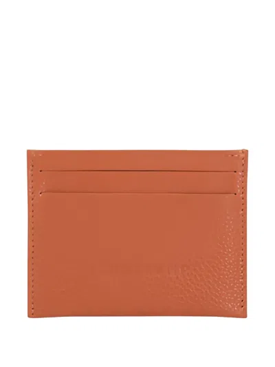 Longchamp Leather Cardholder In Orange