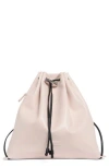 Longchamp Leather Cinch Backpack In Neutral