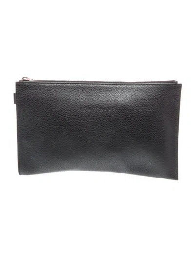 Pre-owned Longchamp Leather Clutch In Black
