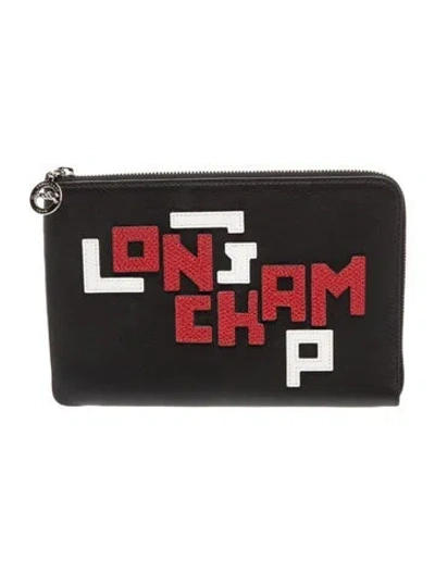 Pre-owned Longchamp Leather Clutch In Black