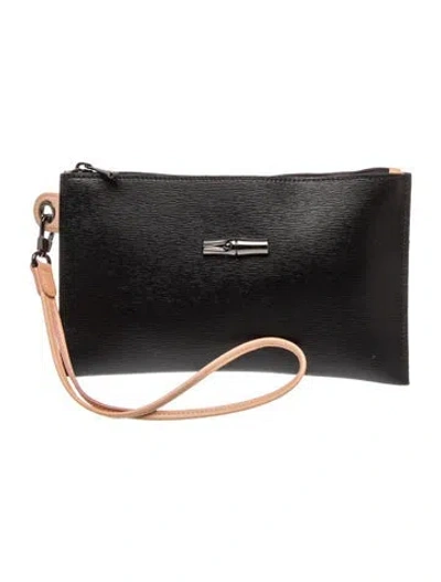 Pre-owned Longchamp Leather Clutch In Black