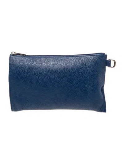 Pre-owned Longchamp Leather Clutch In Blue