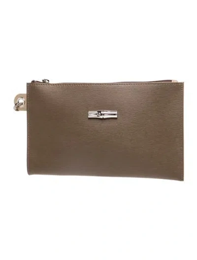 Pre-owned Longchamp Leather Clutch In Brown
