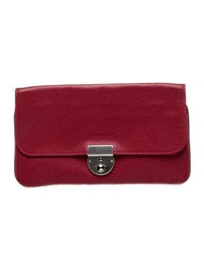 Pre-owned Longchamp Leather Clutch In Red