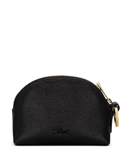 Longchamp Leather Coin Purse In Black