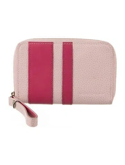 Pre-owned Longchamp Leather Colorblock Pattern Continental Wallet In Pink