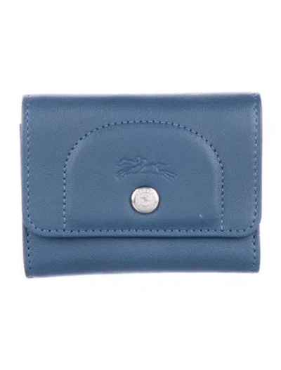 Pre-owned Longchamp Leather Compact Wallet In Blue