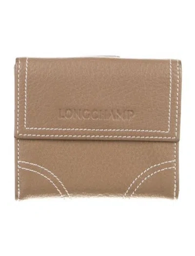 Pre-owned Longchamp Leather Compact Wallet In Brown