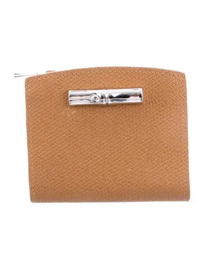 Pre-owned Longchamp Leather Compact Wallet In Brown
