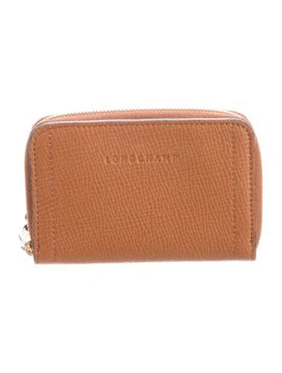 Pre-owned Longchamp Leather Compact Wallet In Brown