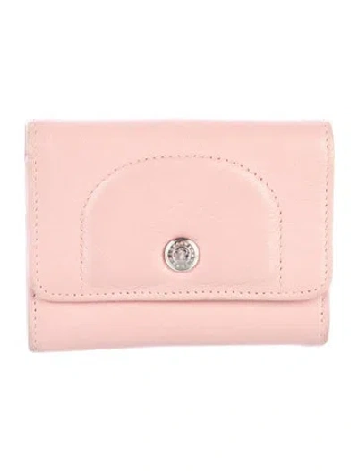 Pre-owned Longchamp Leather Compact Wallet In Pink