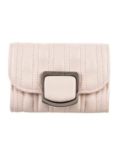 Pre-owned Longchamp Leather Compact Wallet In Pink