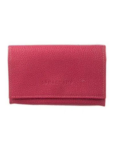 Pre-owned Longchamp Leather Compact Wallet In Pink