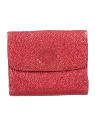Pre-owned Longchamp Leather Compact Wallet In Red