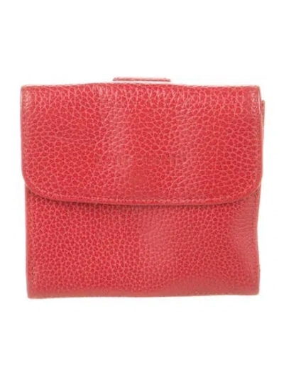 Pre-owned Longchamp Leather Compact Wallet In Red
