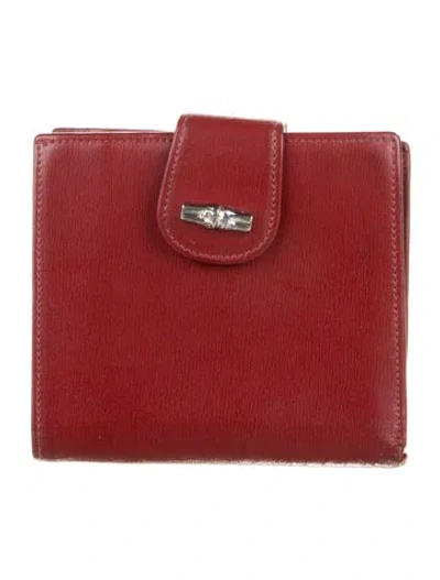 Pre-owned Longchamp Leather Compact Wallet In Red
