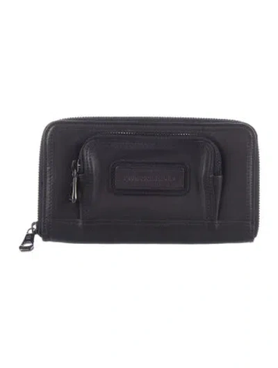 Pre-owned Longchamp Leather Continental Wallet In Black