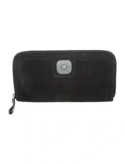 Pre-owned Longchamp Leather Continental Wallet In Black