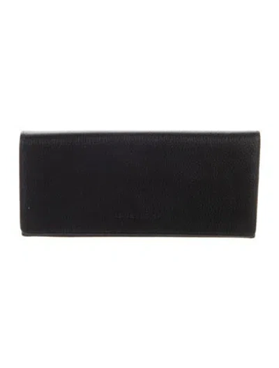 Pre-owned Longchamp Leather Continental Wallet In Black