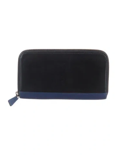 Pre-owned Longchamp Leather Continental Wallet In Black