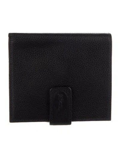 Pre-owned Longchamp Leather Continental Wallet In Black