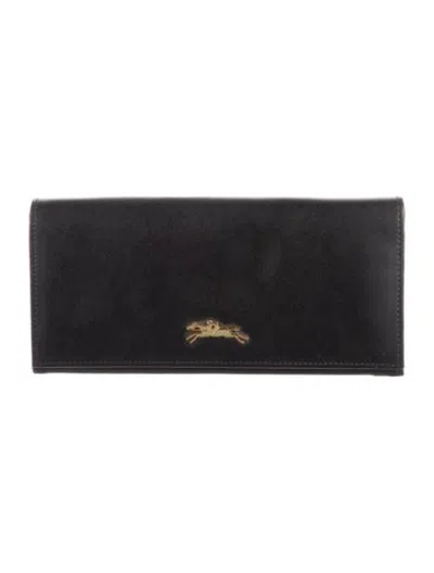 Pre-owned Longchamp Leather Continental Wallet In Black