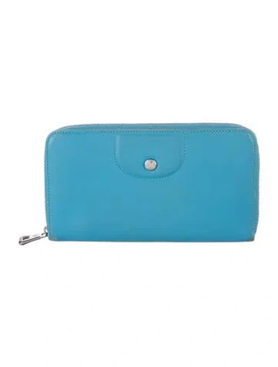 Pre-owned Longchamp Leather Continental Wallet In Blue
