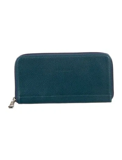 Pre-owned Longchamp Leather Continental Wallet In Blue