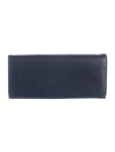 Pre-owned Longchamp Leather Continental Wallet In Blue