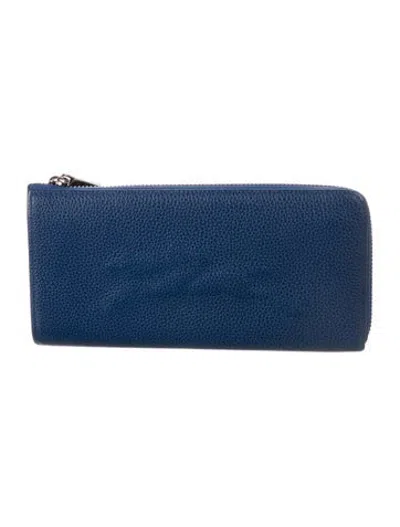 Pre-owned Longchamp Leather Continental Wallet In Blue