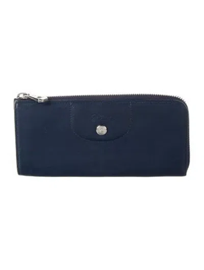 Pre-owned Longchamp Leather Continental Wallet In Blue