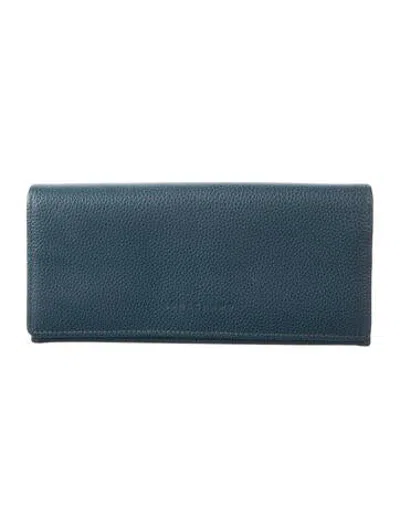 Pre-owned Longchamp Leather Continental Wallet In Blue