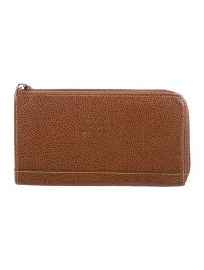 Pre-owned Longchamp Leather Continental Wallet In Brown