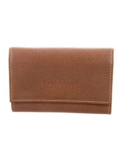 Pre-owned Longchamp Leather Continental Wallet In Brown