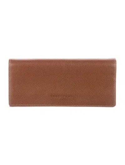 Pre-owned Longchamp Leather Continental Wallet In Brown