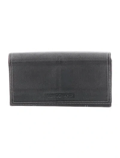 Pre-owned Longchamp Leather Continental Wallet In Gray