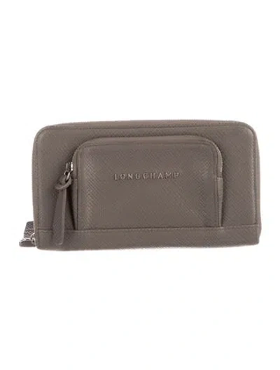 Pre-owned Longchamp Leather Continental Wallet In Gray