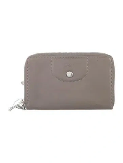 Pre-owned Longchamp Leather Continental Wallet In Grey