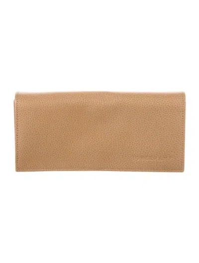 Pre-owned Longchamp Leather Continental Wallet In Neutrals