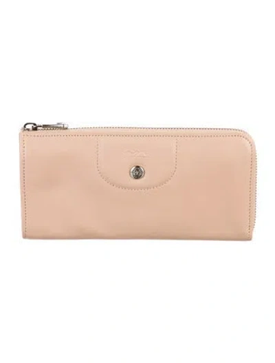 Pre-owned Longchamp Leather Continental Wallet In Neutrals