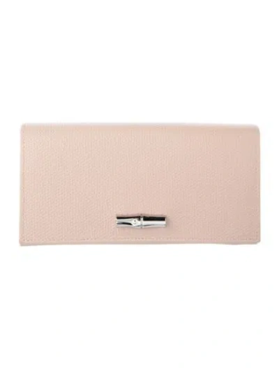 Pre-owned Longchamp Leather Continental Wallet In Neutrals