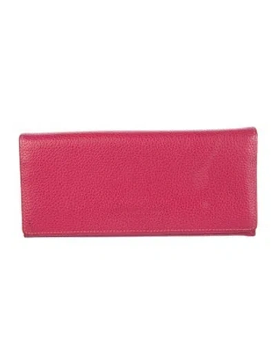 Pre-owned Longchamp Leather Continental Wallet In Pink