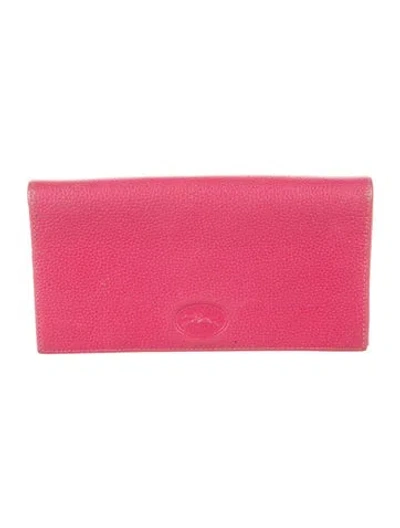 Pre-owned Longchamp Leather Continental Wallet In Pink