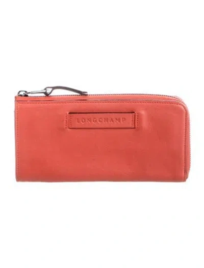 Pre-owned Longchamp Leather Continental Wallet In Red