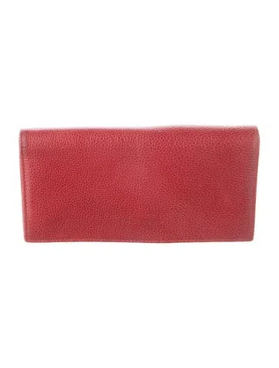 Pre-owned Longchamp Leather Continental Wallet In Red