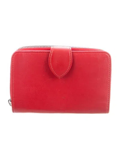 Pre-owned Longchamp Leather Continental Wallet In Red